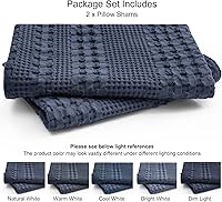 Vista 140 de PHF Fundas de almohada 100% algodón con tejido de gofre de 24 x 24 pulgadas, paquete de 2 fundas cuadradas para decoración elegante del hogar, sin