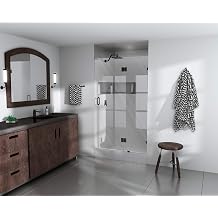 Glass Warehouse GW-GH-31-75-MB Frameless Shower-Door Hinge with Enduroshield Glass-Coating, 78 x 31.75", Matt Black
