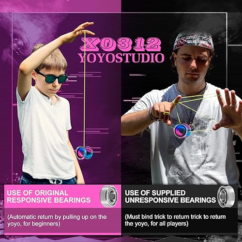 Miniatura 4 de YOYOSTUDIO X0312 - Yoyo de giro de dedo para niños de 8 a 12 años, Yo Yo Yo de metal para niños y adultos con kit de rodamientos Yoyos que no