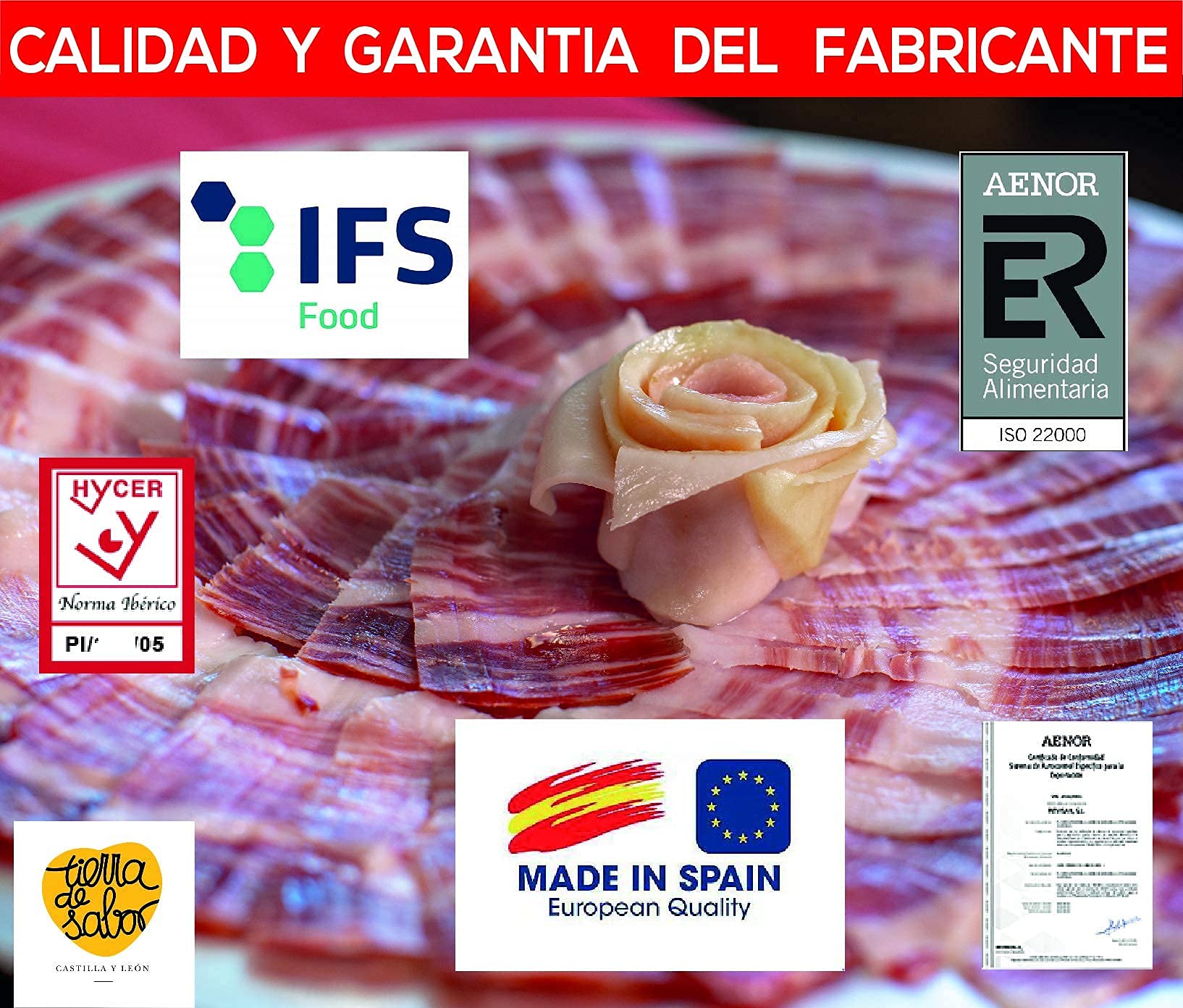 Assortimento Salumi Iberici Gourmet 600 g (6 buste) — Jamón Ibérico Ghianda + Más — Certificato Hycer Guijuelo — aBeiou