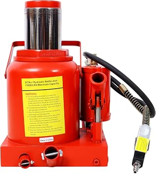 50 Ton 100000 LBS Air Hydraulic Bottle Jack Heavy Duty Portable Floor Jack Manual Pump Adjustable Height with Wheels for Automotive Industrial Farm Truck Repair Red