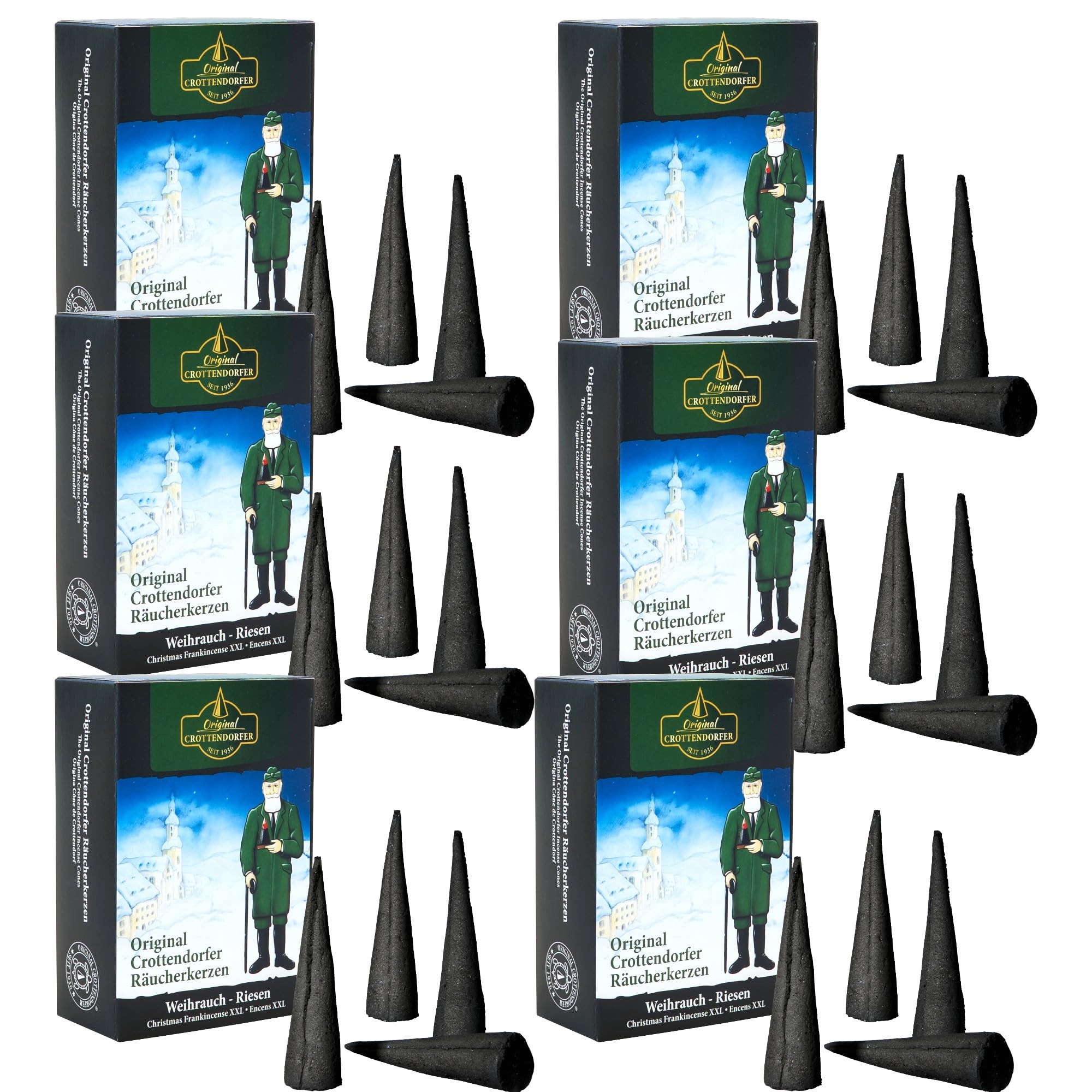 ZKMAGIC Crottendorfer Räucherkerzen Original - Weihrauch-Riesen Erzgebirge, 6x20 Sparpack, 120 Stück