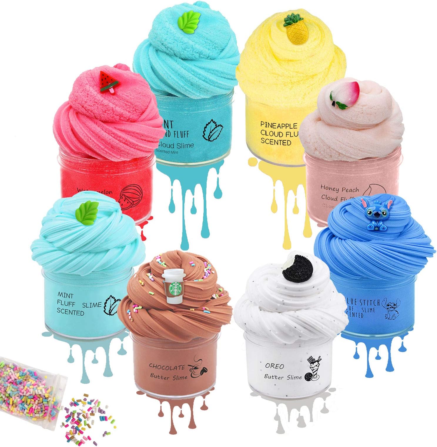 Dorothyworld New 8 Pack Scent Slime Including 4Pack Cloud Slime and 4 Pack Butter Slime, Seperate Color Packing, Super Soft Toy Slime for Boys and Girls