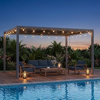 Louvered Pergola 10'x13' Outdoor Pergola with Roof, Heavy Duty Aluminum Frame, Hardtop Gazebo with Adjustable Louvers for Patio, Deck and Backyard, Gray