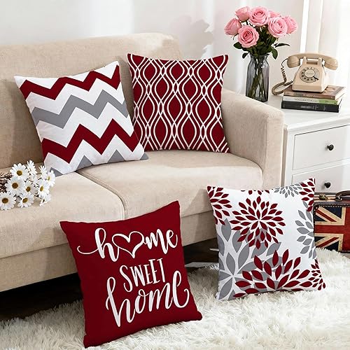 Miniatura 5 de Hexagram - Juego de 4 fundas de almohada geométricas de color azul claro (18 x 18 pulgadas), diseño de sofá decorativo para sofá, funda de cojín de