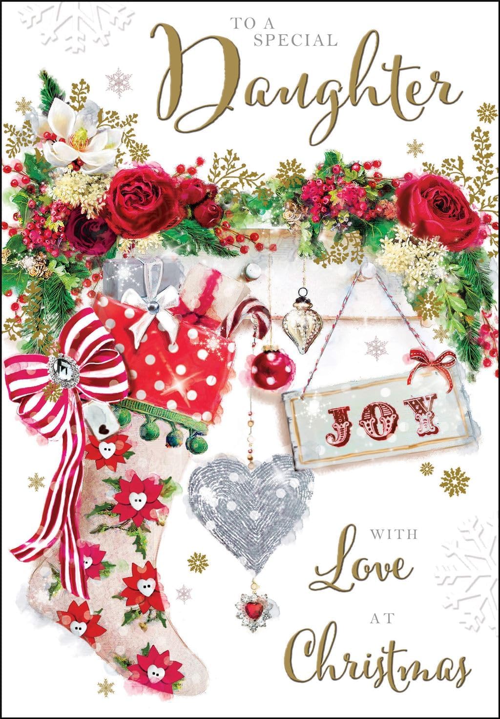 Jonny Javelin Biglietto Di Natale Con Auguri - Strada Innevata, Fustellato, Lamina D'Argento E Glitter - 138x188mm