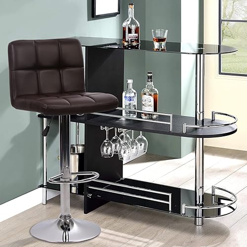 Miniatura 7 de Juego de 2 taburetes de bar, taburete giratorio ajustable de piel sintética, silla de comedor giratoria hidráulica con reposabrazos, sillas modernas