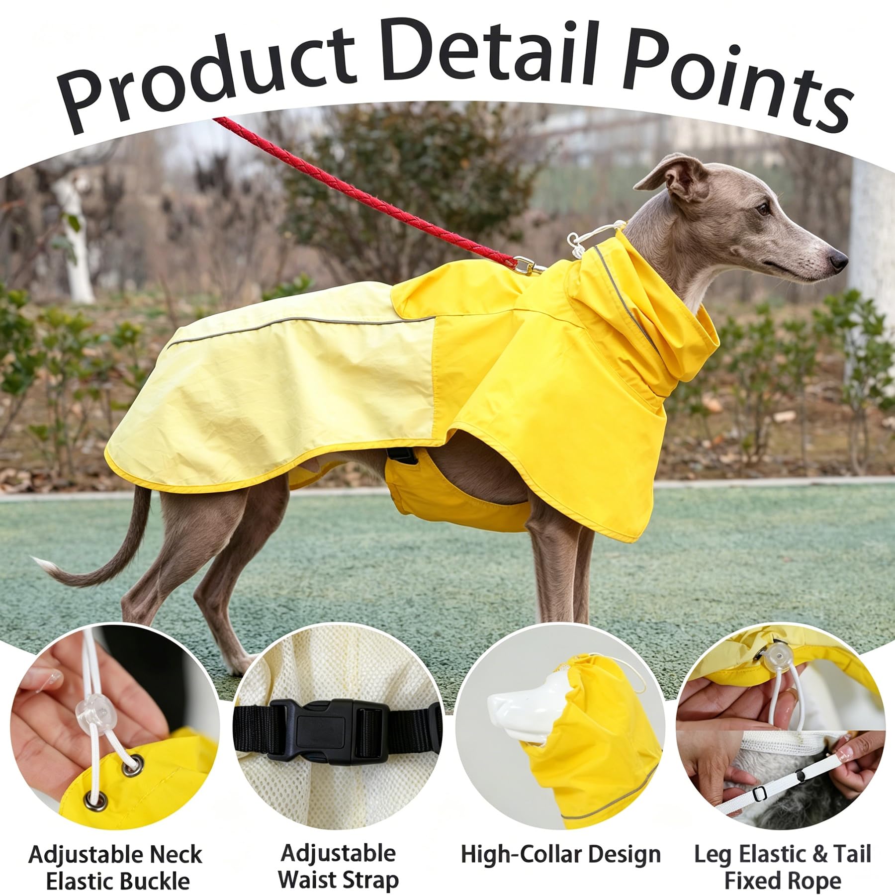 MAMORE Manteau de pluie imperméable pour chien, veste de pluie réglable, réfléchissante et légère pour chiens de petite, moyenne et grande taille, pour la promenade en plein air, la randonnée (jaune
