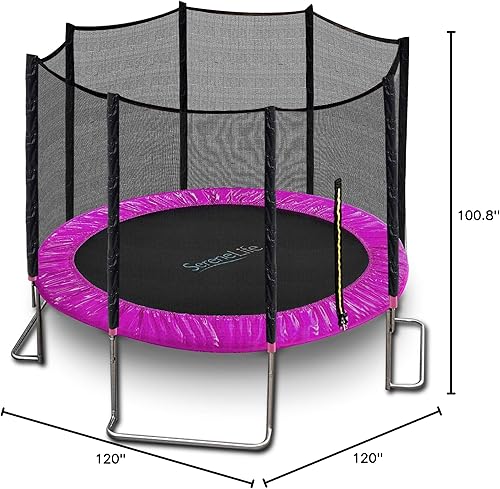 Miniatura 10 de SereneLife Trampoline Outdoor 8FT 10FT 12FT 14FT with Enclosure Net, Ladder and Anti-Rust Coating - ASTM Approved Recreational Trampolines - Heavy