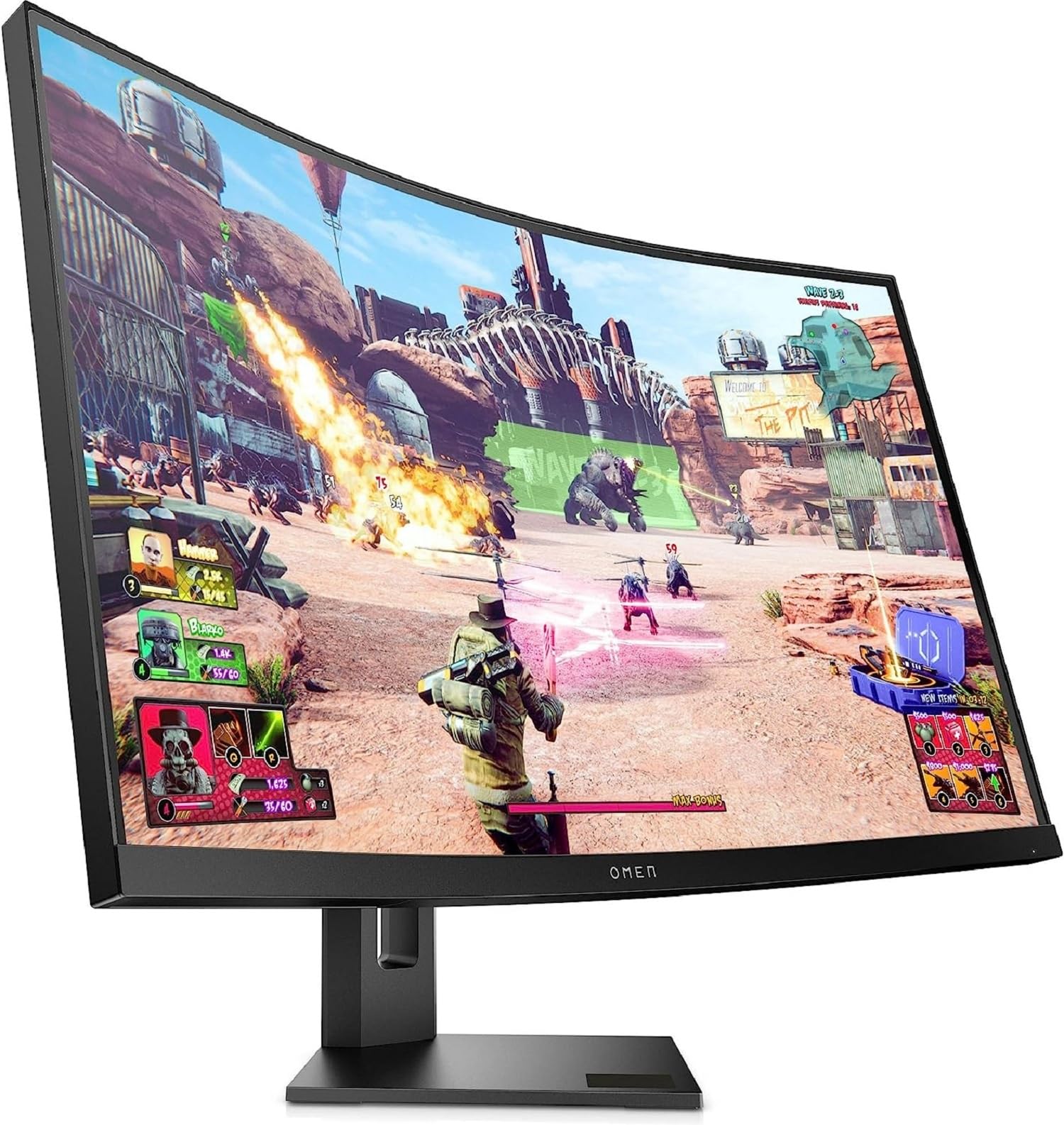 HP OMEN 27c Monitor Curvo da 27 pollici, Pannello VA 16:9 2K QHD 240Hz, 1 ms, DisplayHDR 400, Antiriflesso, 400 nits, AMD FreeSync, VESA, USB-A, Nero