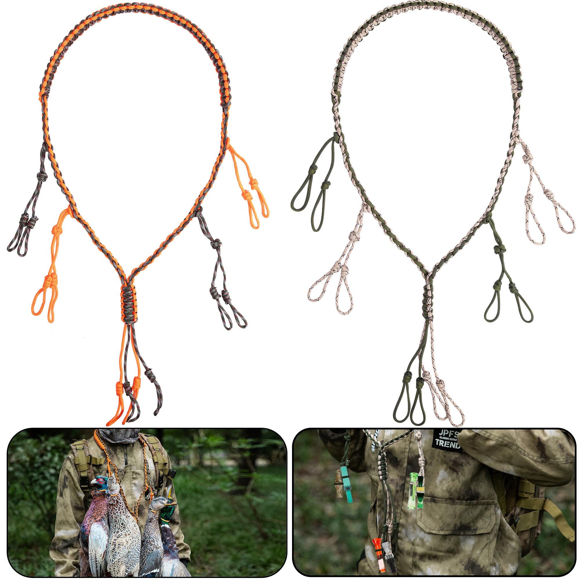 Adnee 2 Pack Duck Call Lanyard - Nylon Game Call Lanyard with 12 Removable Loops - Goose Call Predator Gear for Goose Pheasant Waterfowl Predator Game Carrier Duck Carrier Hunting