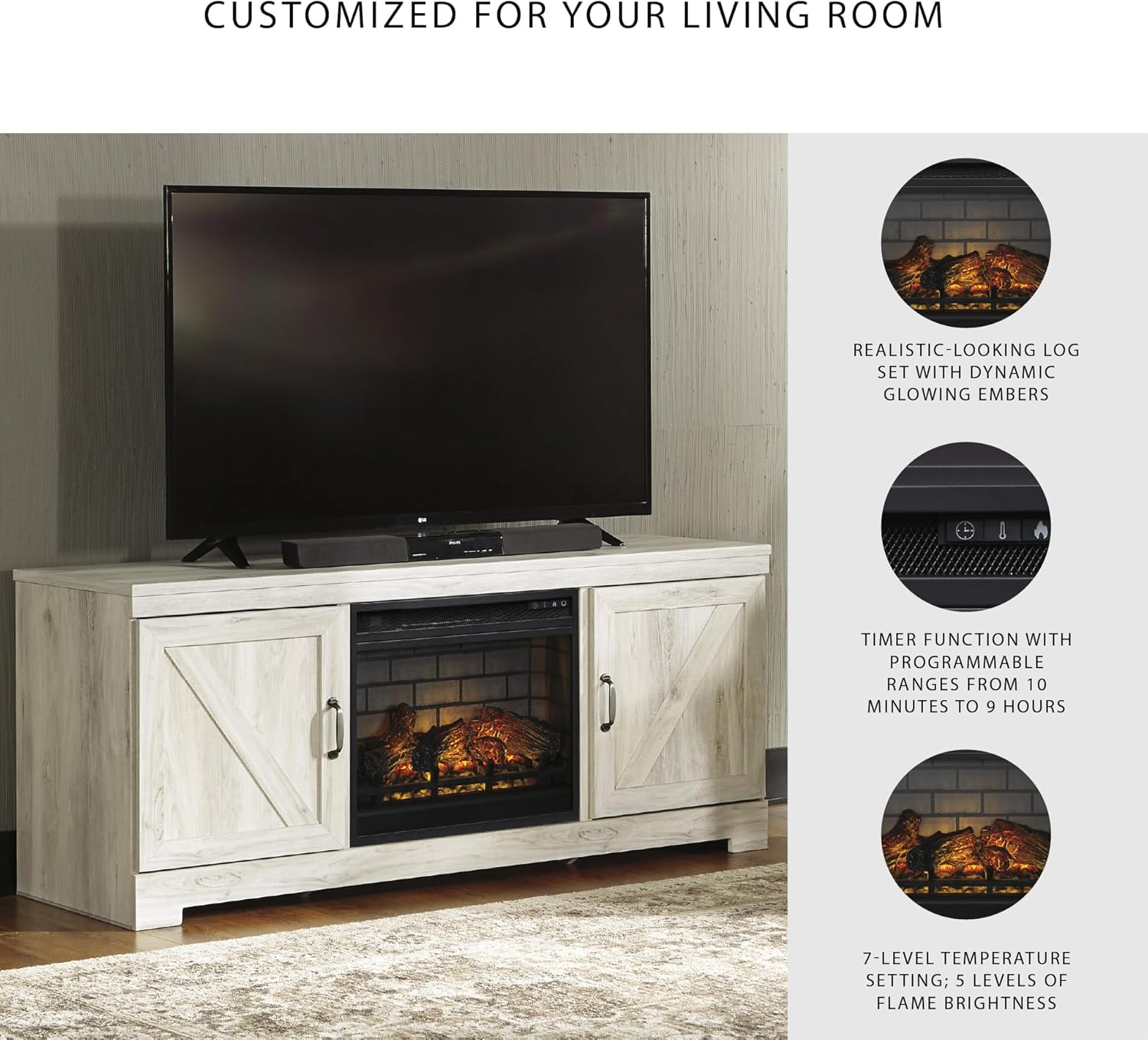 Signature Design by Ashley 24" Electric Infrared Fireplace Insert with Remote Control, Black