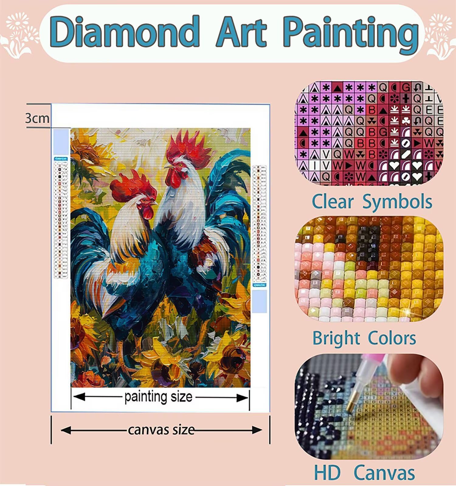 Malowanie diamentami duży rozmiar 110 x 80 cm, DIY 5D diamentowe malowanie kurczak diamenty sztuka kryształowa sztuka rysunki z koralikami do przyklejania, DIY dla par diamentowe malowanie dla