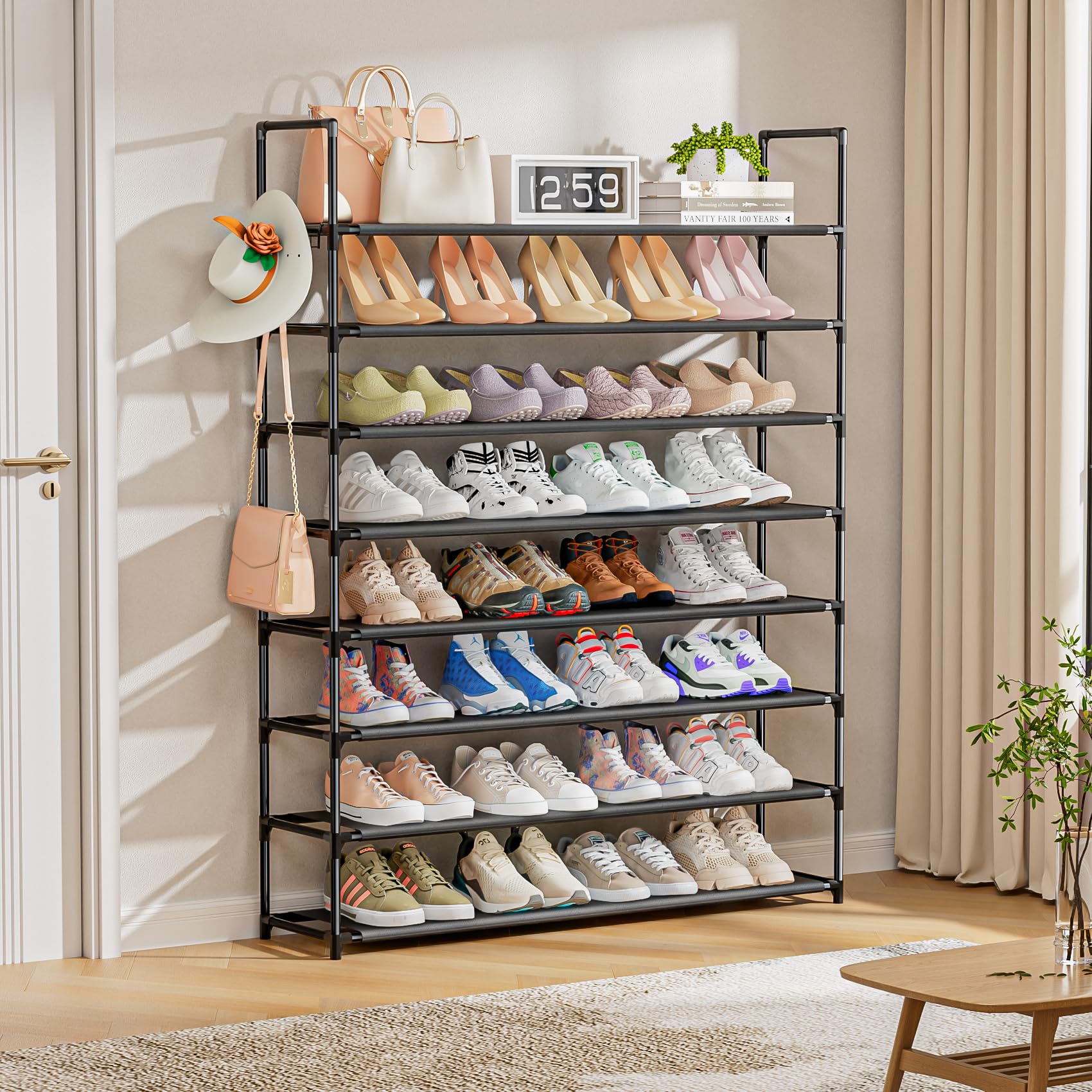 OYREL Scarpiera a 8 ripiani, organizer per scarpe, 32-40 paia, scarpiera per armadio, salvaspazio, scarpiera