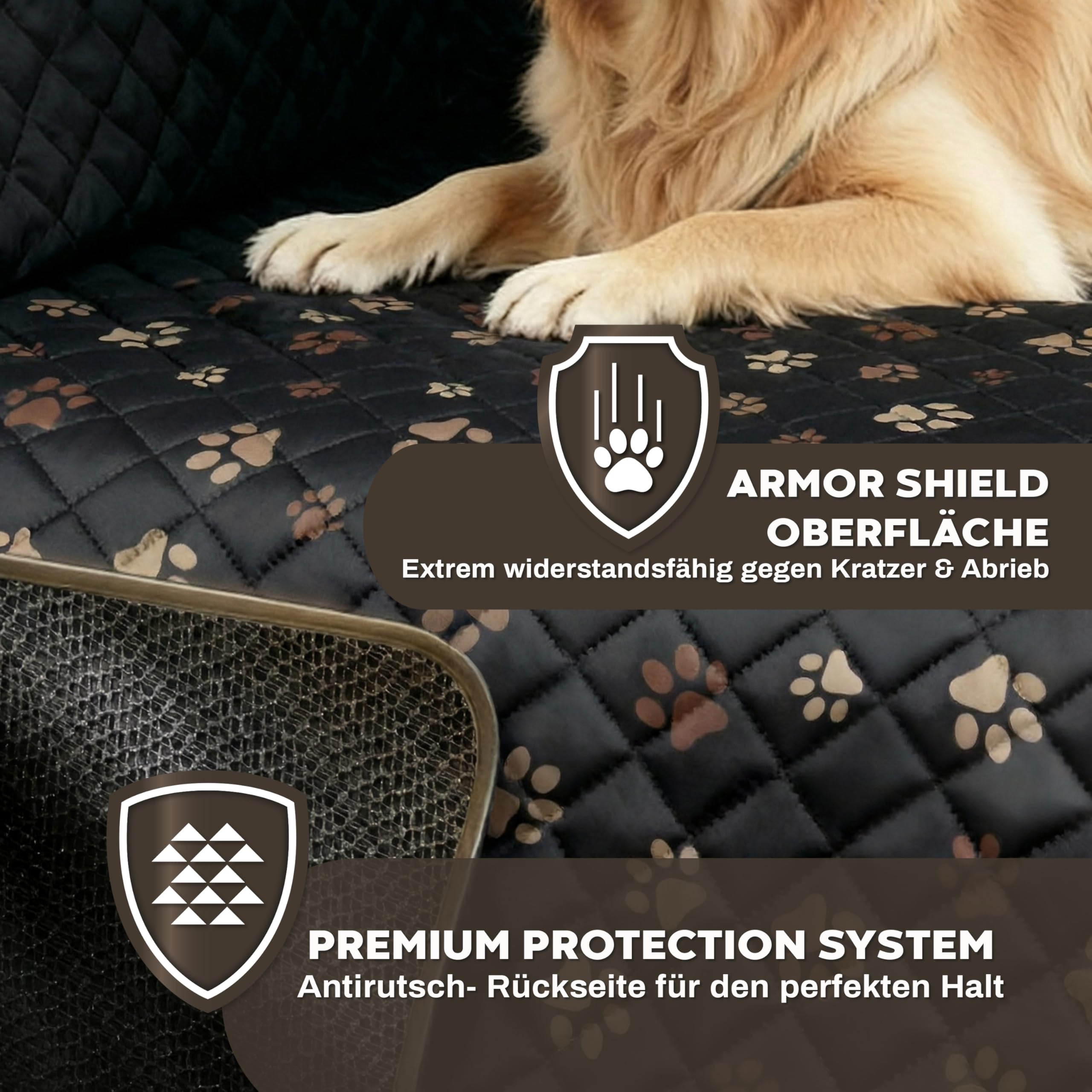 Hainberger Hundedecke Auto Rückbank Wasserabweisende Kratzfeste Autodecke für Hunde wasserdichte rutschfeste Autoschondecke mit Seitenschutz und Sichtfenster,4-in-1 Rücksitzschoner 137x147(mit Muster)