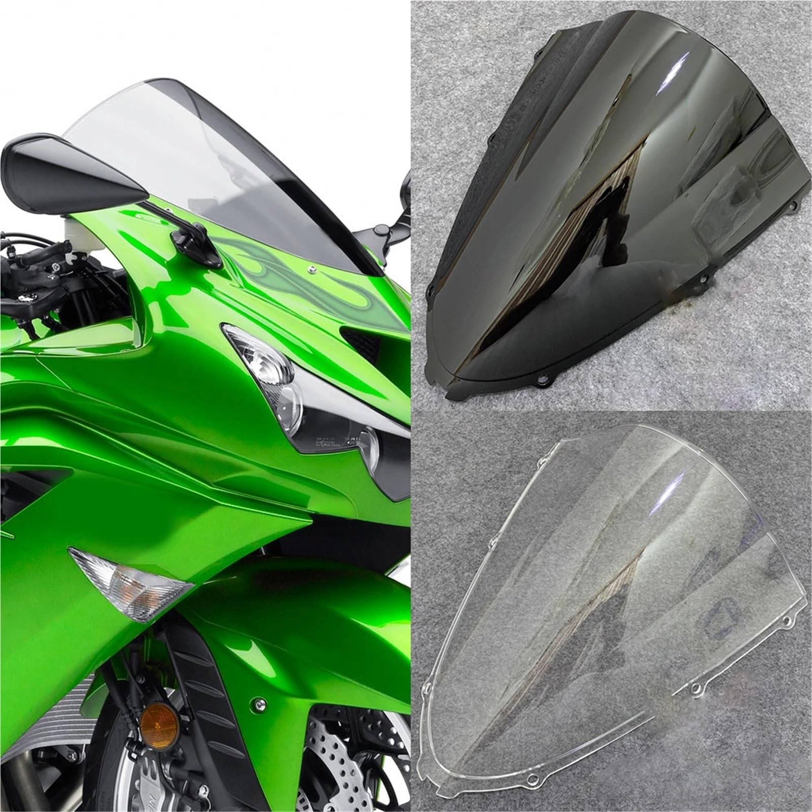 Szyba motocyklowa przednia do Kawasaki Ninja ZX14R ZZR1400 2006 2007 2008 2009 2010 2011 Double Bubble Szyby motocyklowe