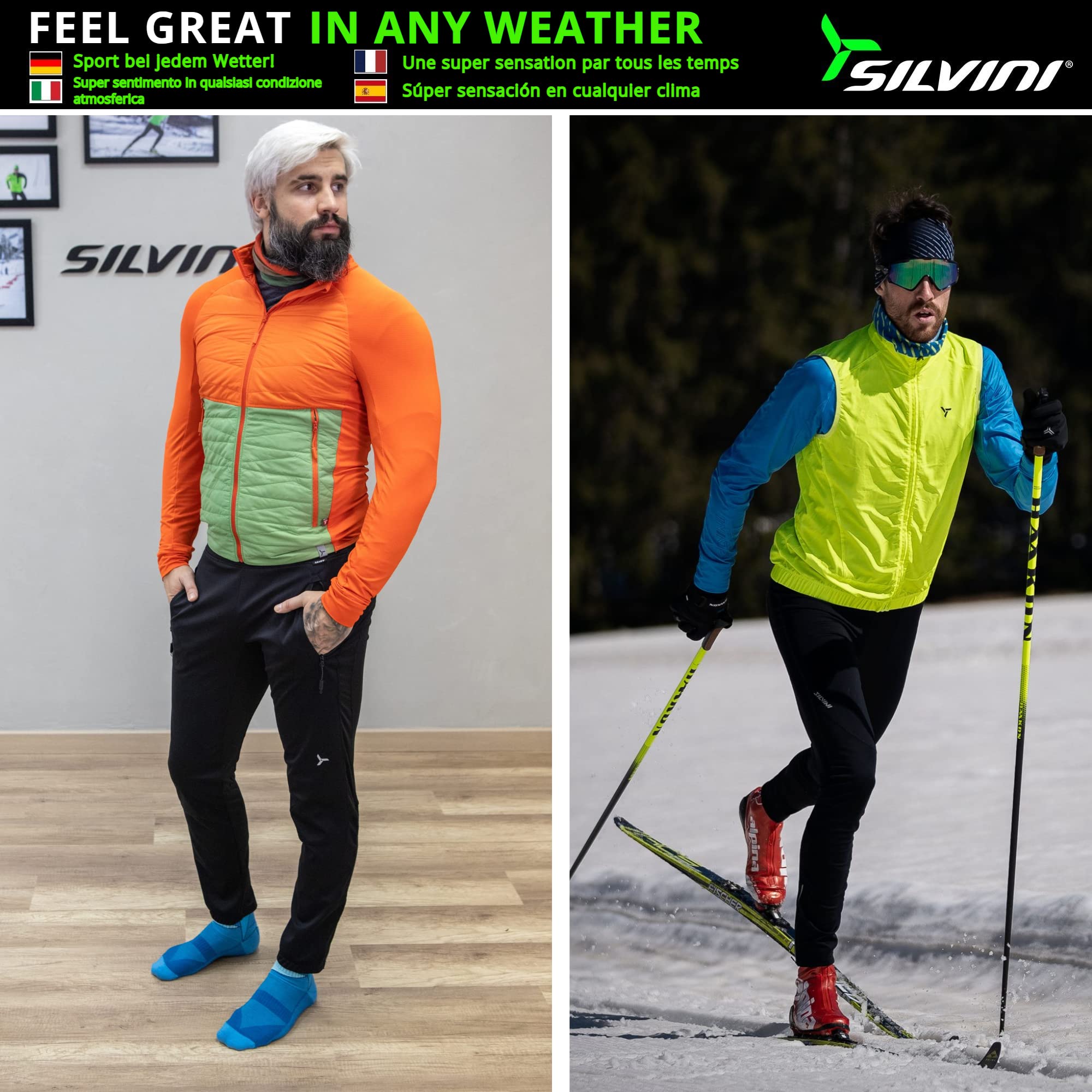 SILVINI SORACTE Skilanglaufhose Herren Fahrradhose lang Winter Herren Schneehose Herren Skitourenhose Herren Outdoorhose Herren wasserdicht CORSANO Laufhose Winter