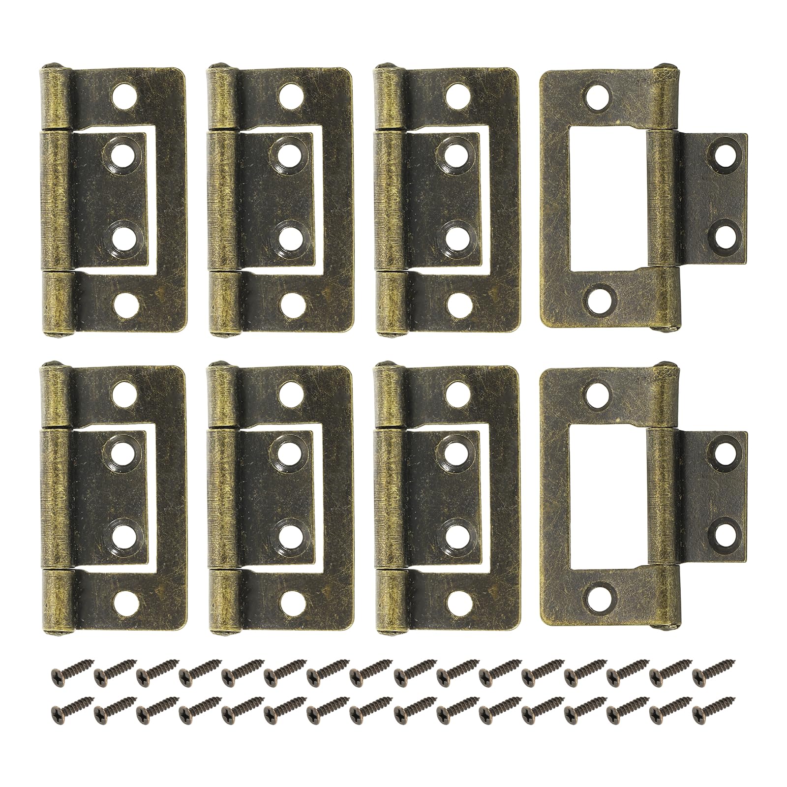 sourcing map 8Pcs Non Mortise Door Hinges, 3.8 x 2.1cm Iron Bifold Butt Cabinet Hinges Smooth Sliding Bearing Hinge with Mounting Screws for Doors, Windows, Cabinets, Box, Furniture, Bronze