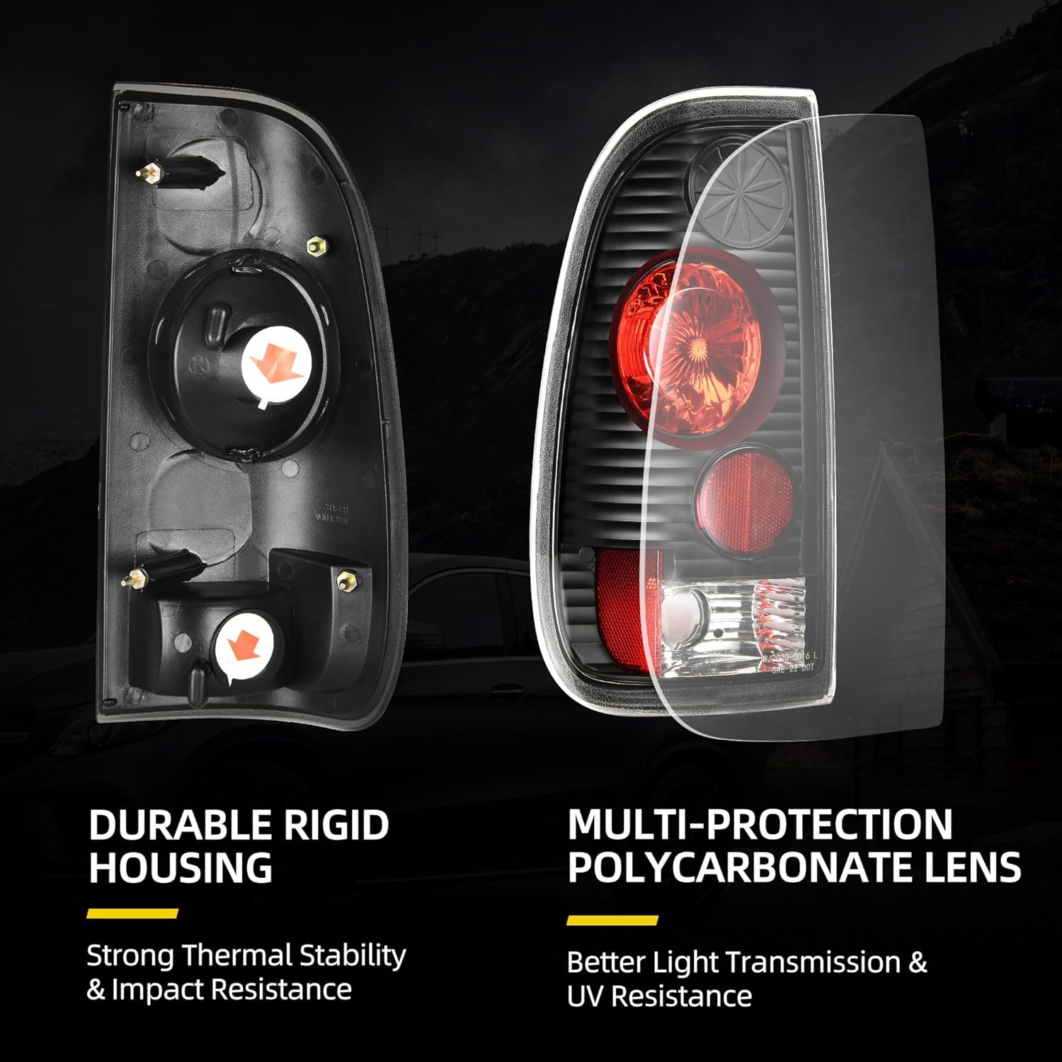 DWVO Tail Lights Compatible with 1997 1998 1999 2000 2001 2002 2003 Ford F-150/97 98 99 F-250 F-350 F-450 F-550 Super Duty Fits Styleside Models Only DO NOT Fit Flareside Models Taillights