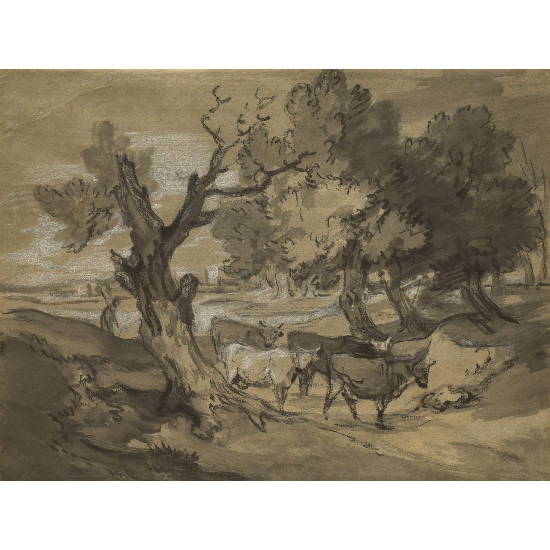 Artery8 Gainsborough Landscape With Herdsman Driving Cows Painting Premium Wall Art Canvas Print 18X24 Inch