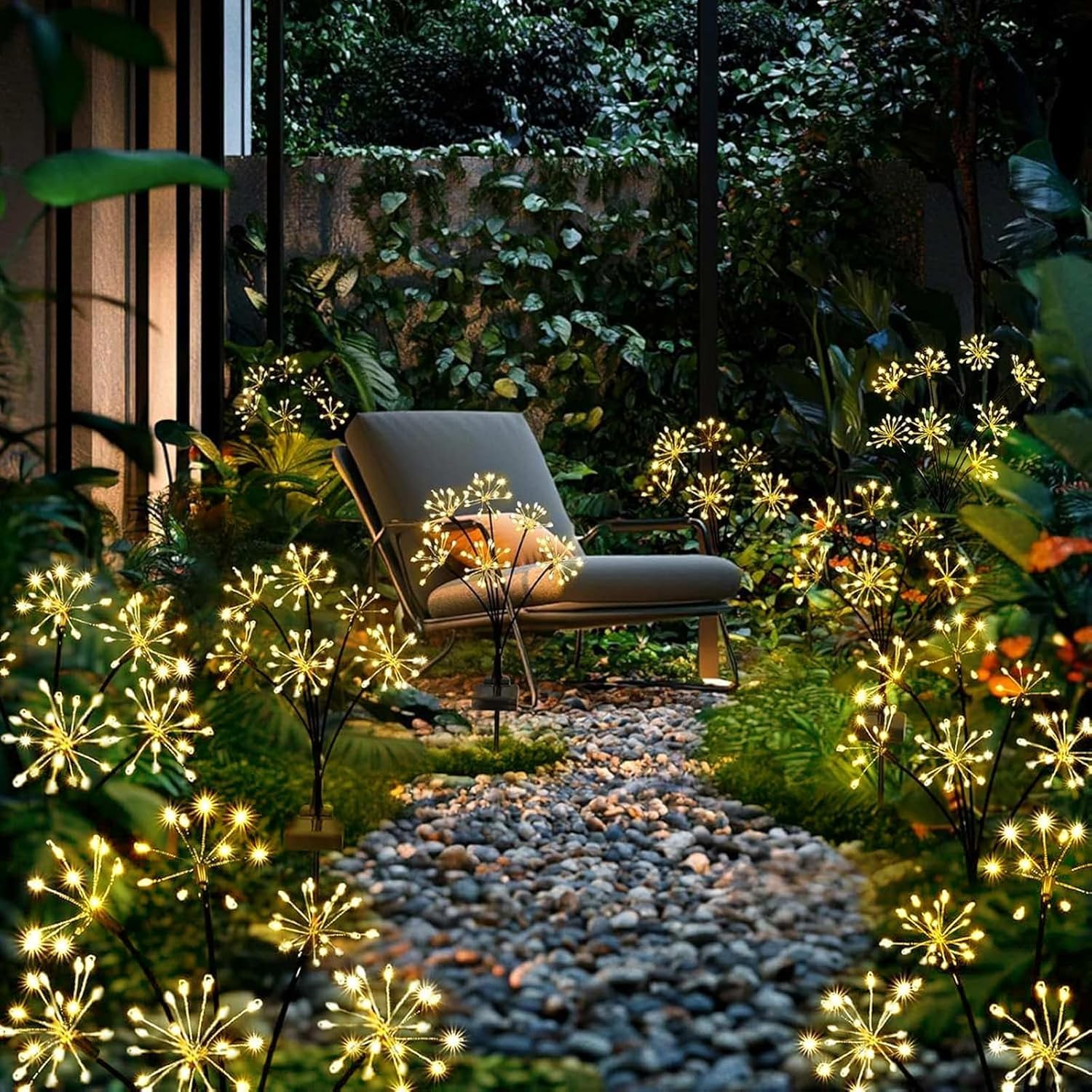 yowin Lampe Solaire Exterieur Jardin 4 Pièces LED Feu d'artifice Solaire