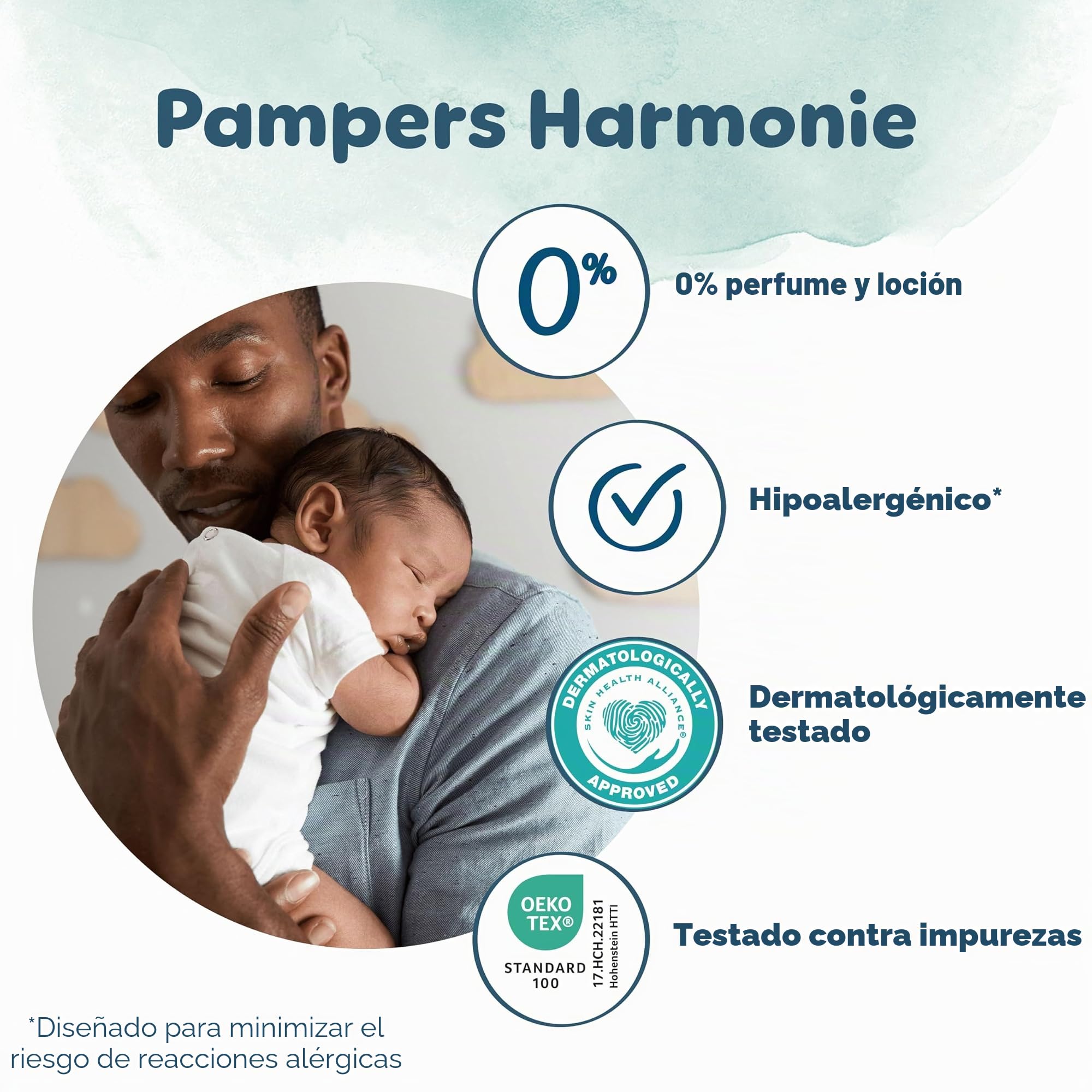 Pampers Pañales para bebé tamaño 4 (9-14 kg) armonía, caja mensual, protección suave de la piel e ingredientes a base de plantas, 174 unidades