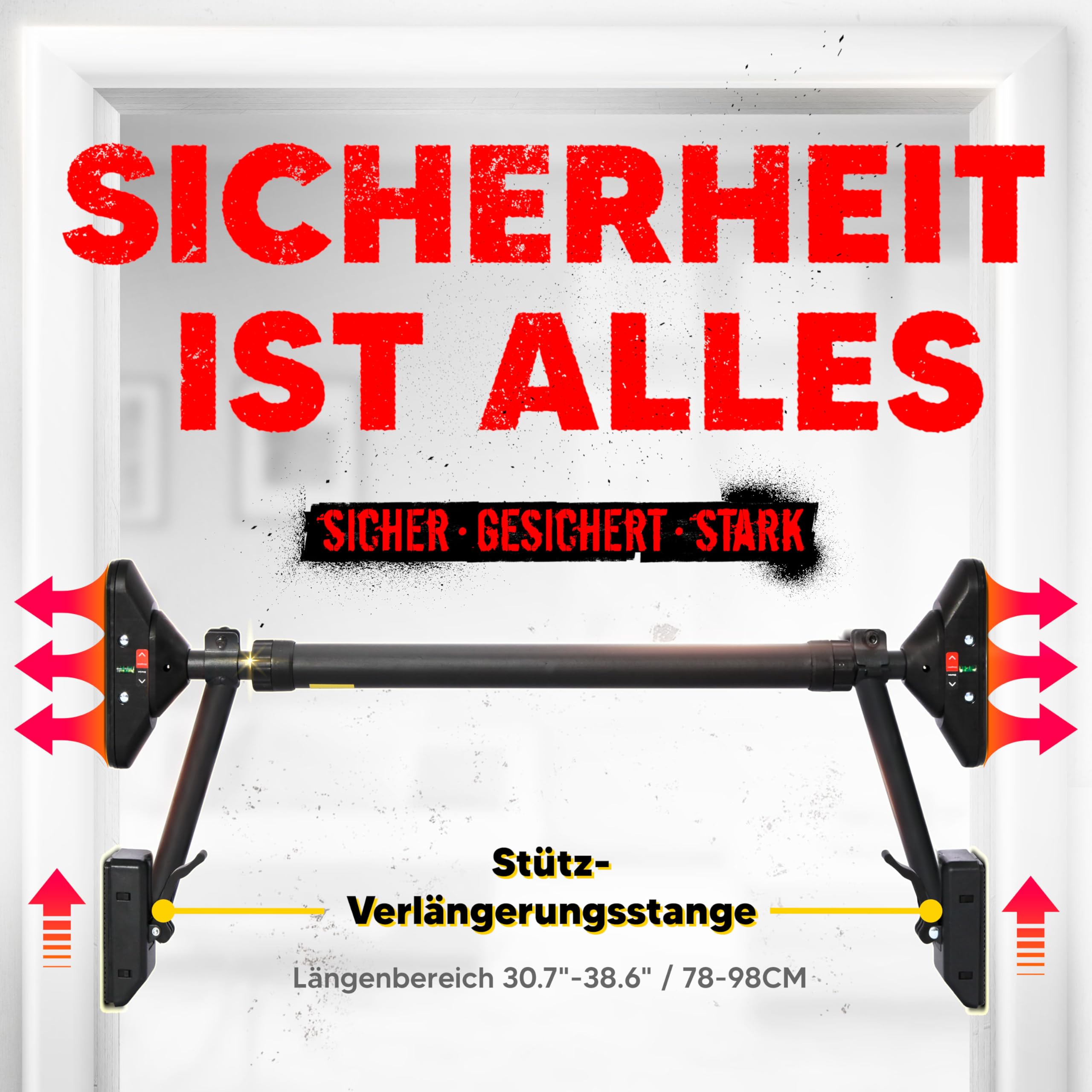Klimmzugstange Türrahmen, Pull Up Bar, Oberkörper-Workout-Stange, Doppelte Sicherheitsverriegelung, Zwei-Wege-Unterstützung, Fitness-Krafttrainingsgerät