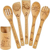 Vista 8 de Regalos de elefante para mujer, 6 cucharas de bambú de madera de elefante con soporte para utensilios para decoración del hogar, accesorios