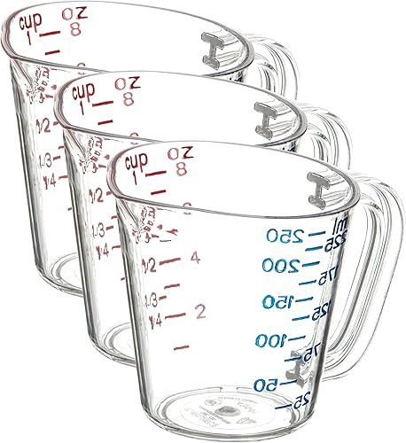 Carlisle FoodService Products 4314107 - Taza medidora de plástico comercial, 1 taza, transparente (paquete de 3)