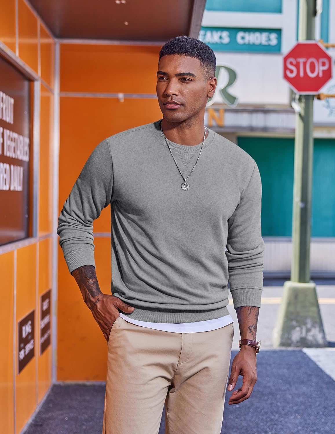 COOFANDY Men's Fleece Crewneck Sweatshirt Casual Long Sleeve Pullover Fall Winter Warm Sweatshirts Fashion Pullovers - Image 3