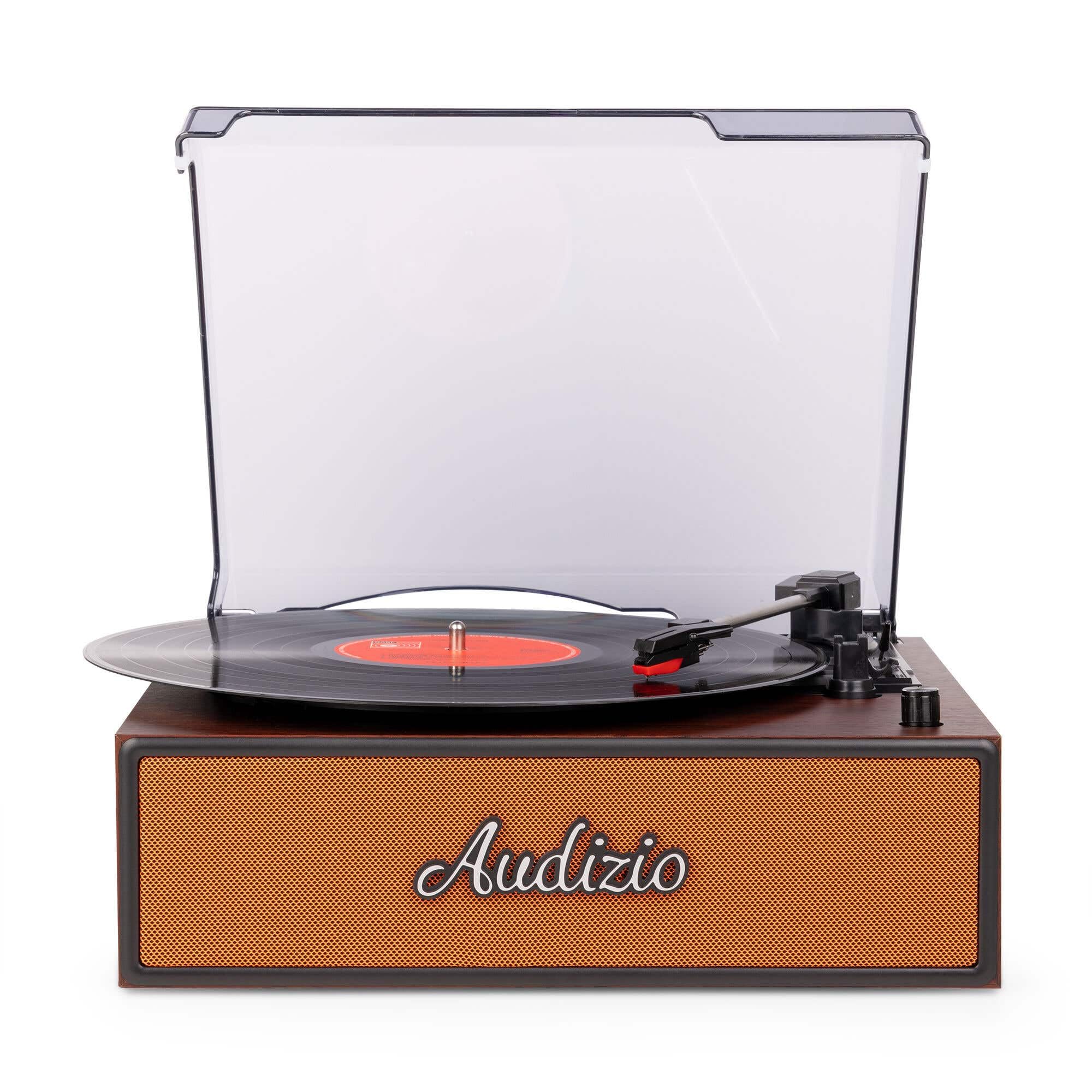 Audizio Reno – Giradischi con altoparlante Bluetooth – Retro Giradischi – Lettore in vinile per 33/45/78 RPM, Turntable in vinile con trasmissione a cinghia, giocatori vintage – rame