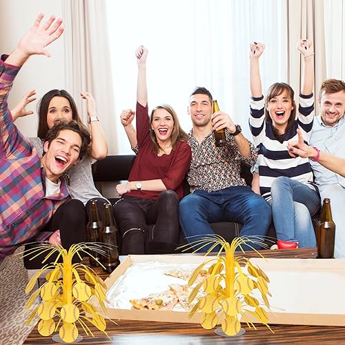 Miniatura 5 de Honoson 3 Pieces Table Softball Centerpiece 8.5" Glitter Foil Softball Cascade Decoration Party Decor Supplies for Softball Themed Party