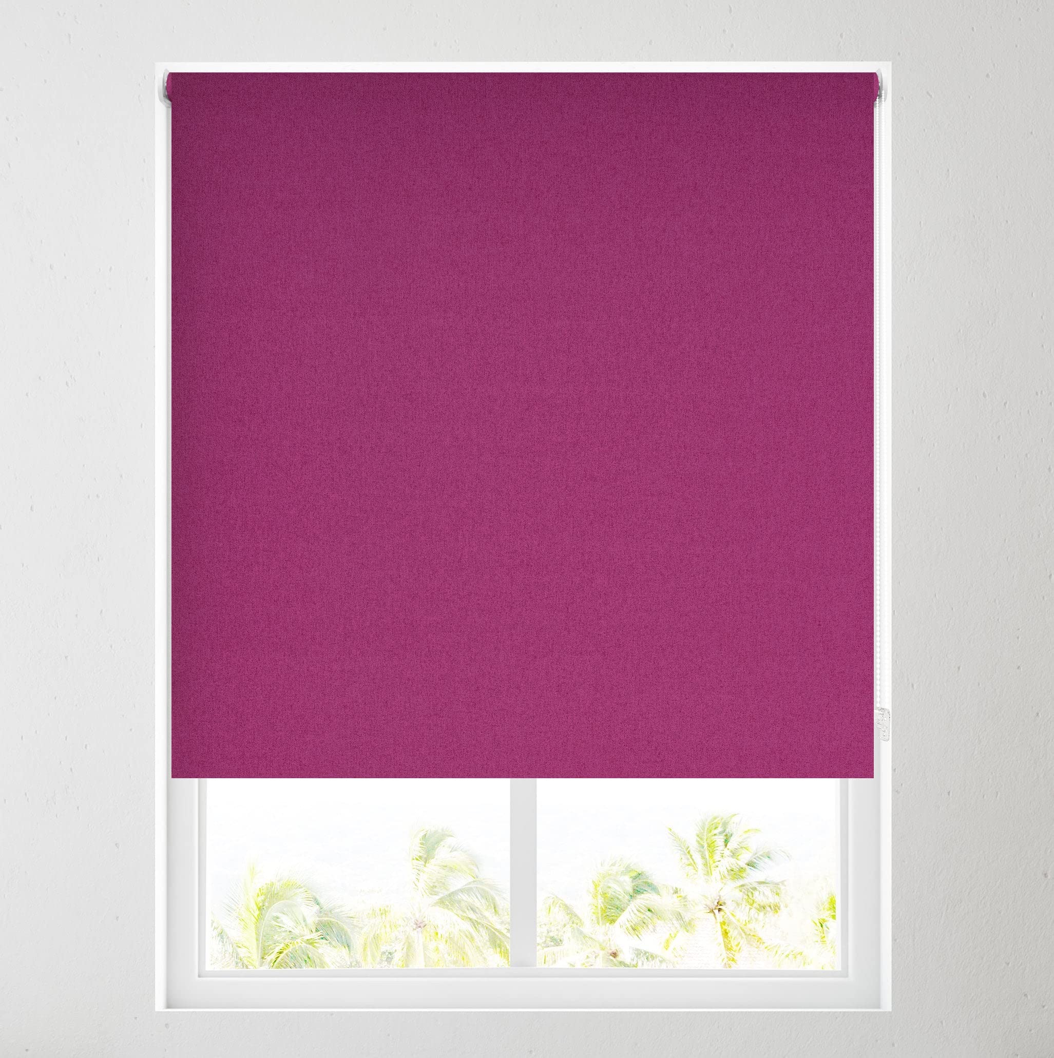 Barnes Blinds And Interiors Cerise Barnes Blinds - Ara Soft Touch Blackout Roller Blinds For Windows, Custom Cut To Size - Black Out Thermal Fabric Durable Fittings Easy Fit - Roller Blind ( 61Cm)