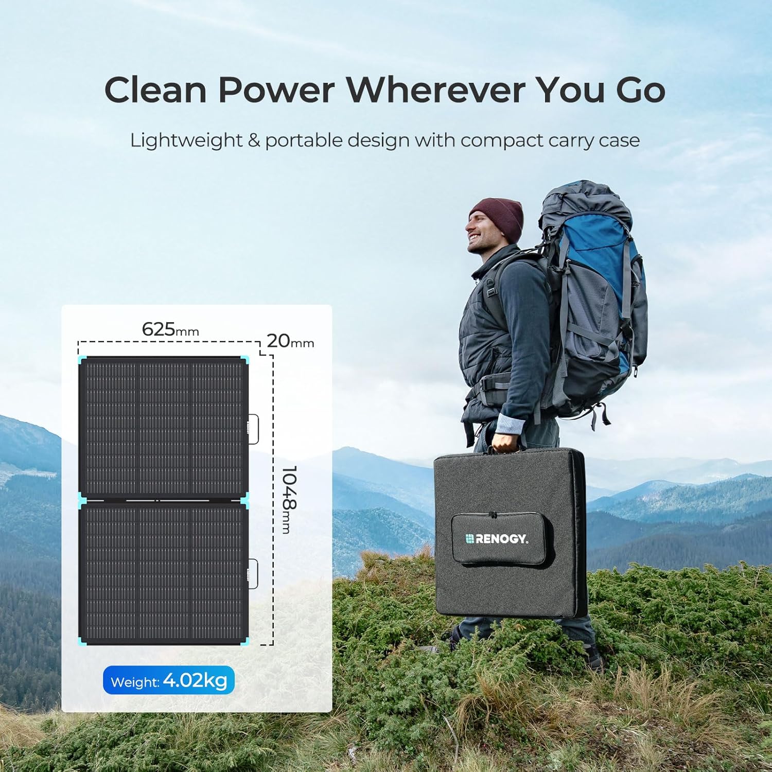 300 Watt Portable Solar Panel, Renogy Solar Panels Lightweight and Durable, 25% High Efficiency, 300W Foldable Solar Panel Charger for Power Station, RV, Camping, Off-Grid, Home Backup