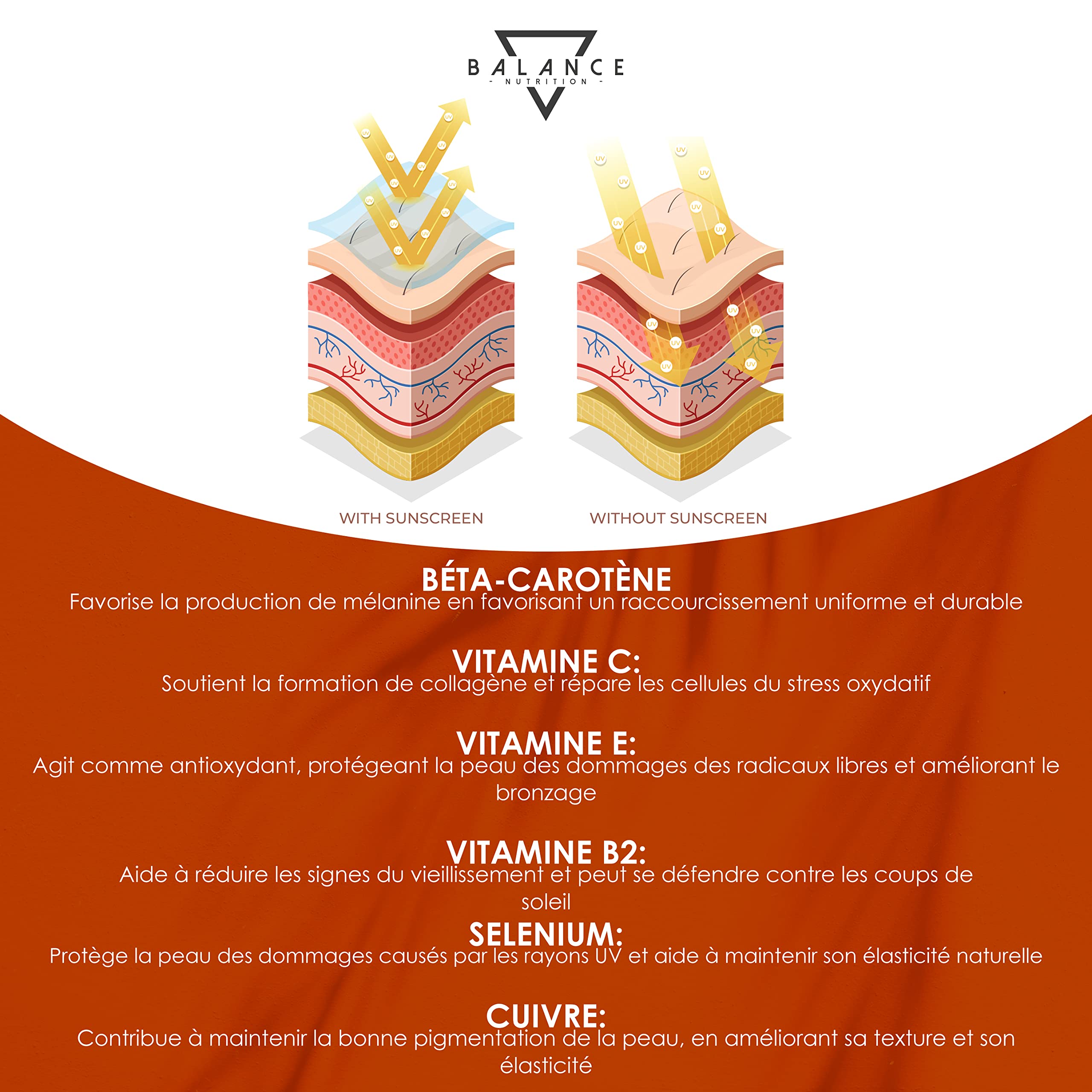 BALANCE NUTRITION BETA CAROTENE - 240 COMPRIMES (8 mois) Autobronzant Gelule Bêtacarotène pour un Bronzage Fort, à partir d’Extrait de Carotte Gelules Autobronzant sans Soleil 100% naturel