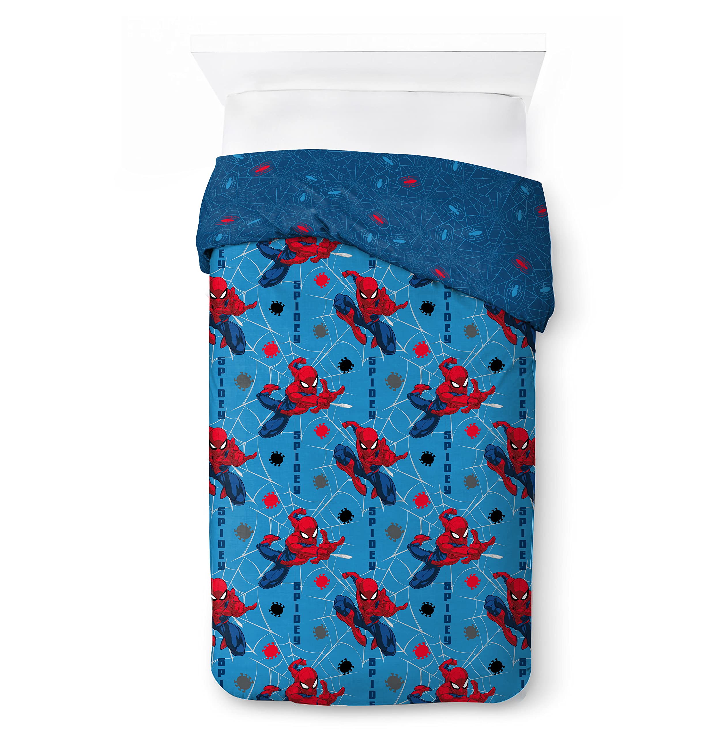 Jay Franco Marvel Spiderman Spidey Faces 100% Cotton Single Duvet Cover Set - Includes Pillowcase, Blue - Spiderman - Image 2