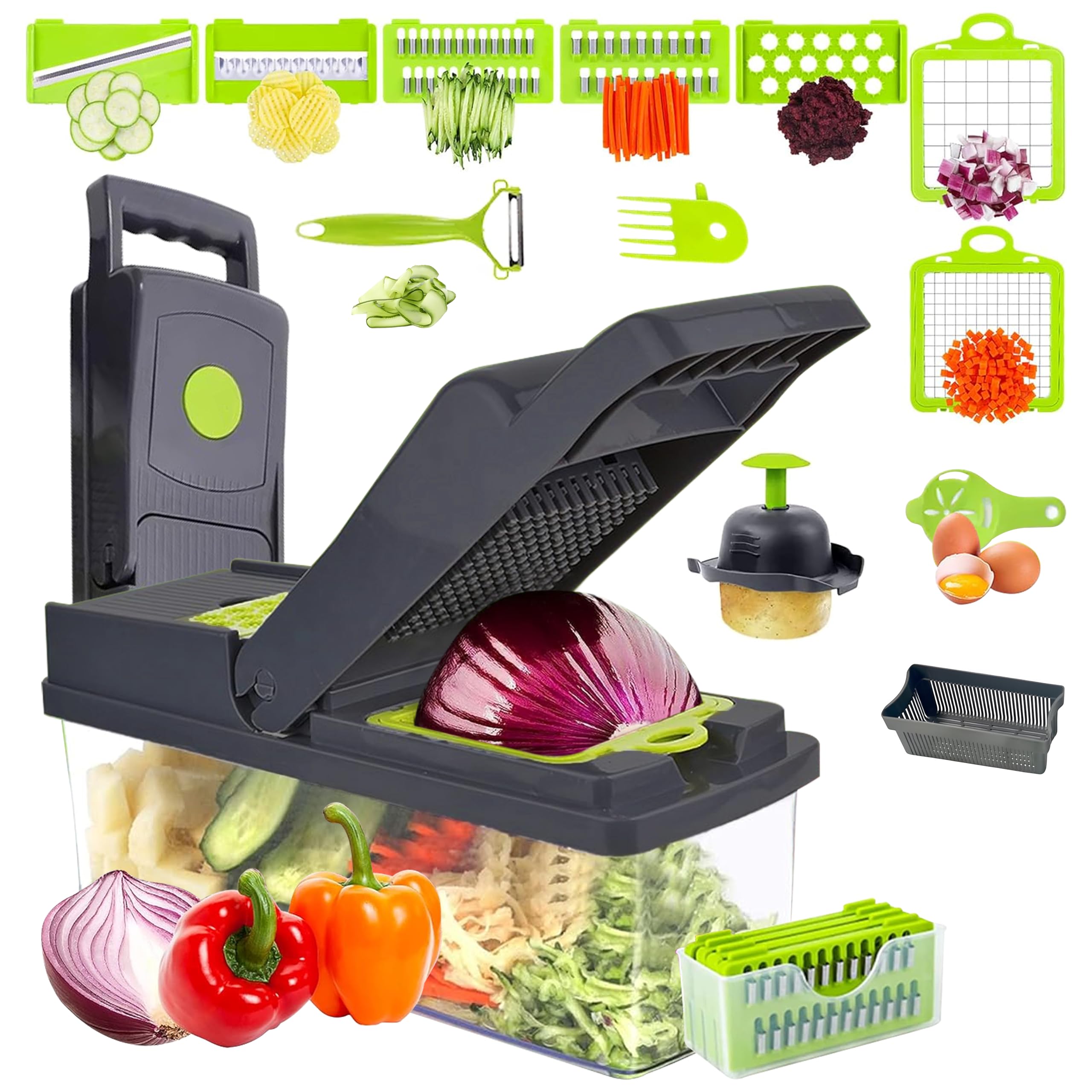 Amazon.com: Vegetable Chopper 15 in 1- Multifunctional Food