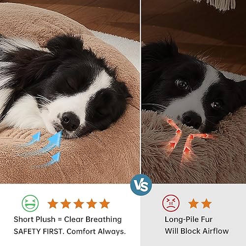 Miniatura 2 de OhGeni Cama ortopédica para perros y gatos de 36 pulgadas con forma de dona calmante para mascotas grandes, cálida y cómoda, esponjosa, de pelo