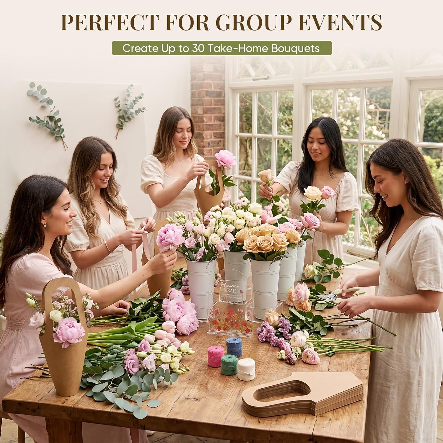 57 Pcs Flower Bar Buckets Kit for Party Events, DIY Bloom Bar Supplies Set image 4