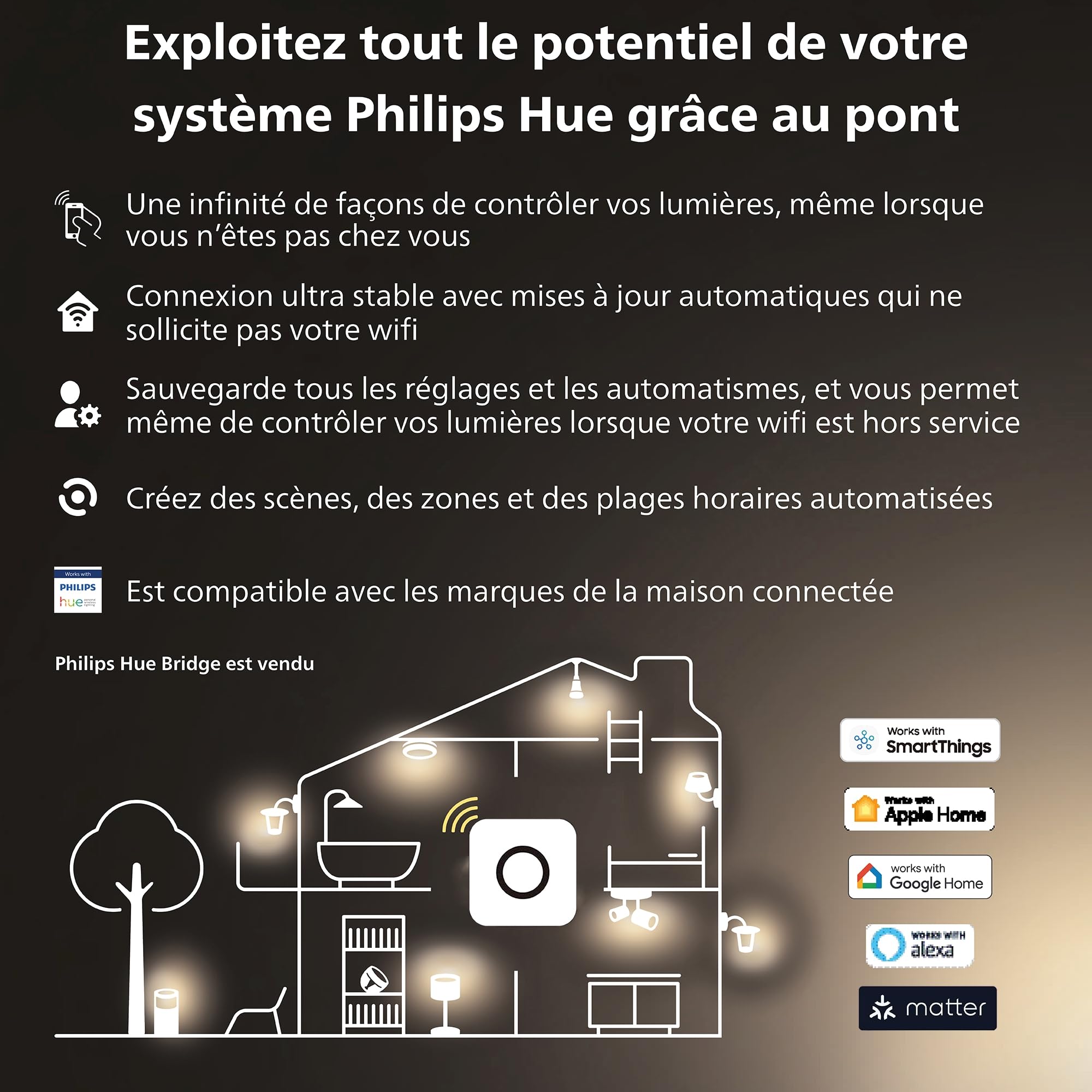 Philips Hue White Ambiance, ampoule LED connectée filament culot E27, compatible Bluetooth, pack de 3, fonctionne avec Alexa, Google et Apple Homekit