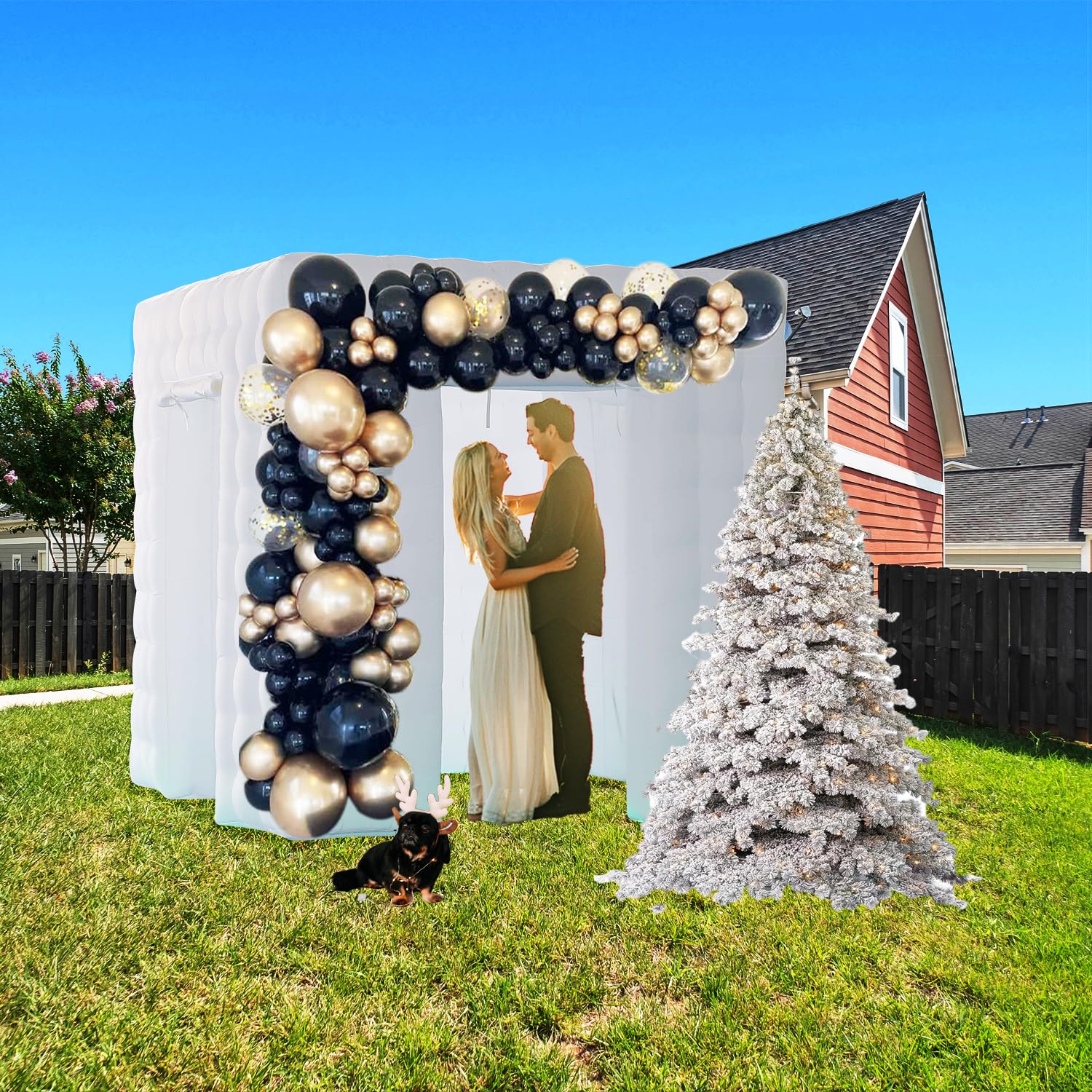 SAYOK Recinzione gonfiabile per cabina fotografica, tenda gonfiabile per cabina fotografica a LED da 2,5 m, per matrimoni, feste, promozioni, pubblicità (due porte)