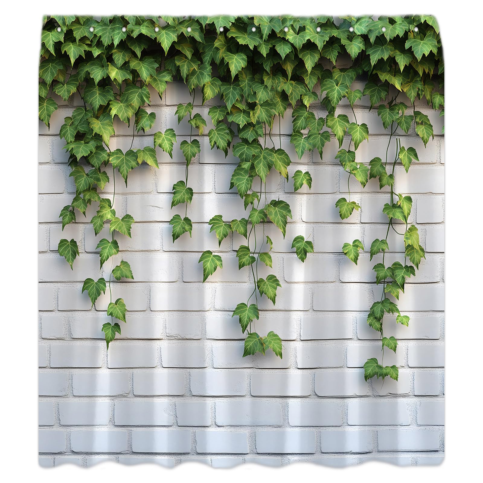 CCNSTMS Stone Brick Wall Shower Curtain Green Leaves Ivy Plant Vine Rustic Marble Rocks Stone Wall Garden Nature Plant Country Botanical Bathroom