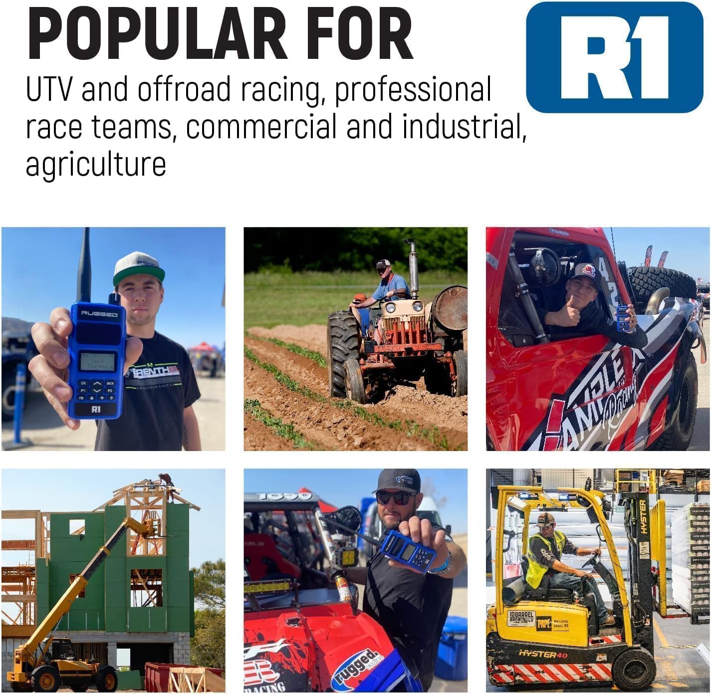 Rugged Radios Two Way 5W Handheld Radio Walkie Talkie for Business Schools Churches Construction - Features Digital and Analog Capabilities Long Range Antenna Dual Band VHF UHF and USB Charger (R1)