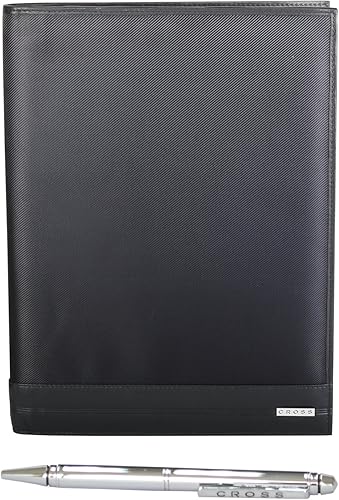 Cross Carpeta de nailon y cuero genuino para portafolio, organizador de documentos tamaño A4 y tarjetero de presentación/soporte para bolígrafo