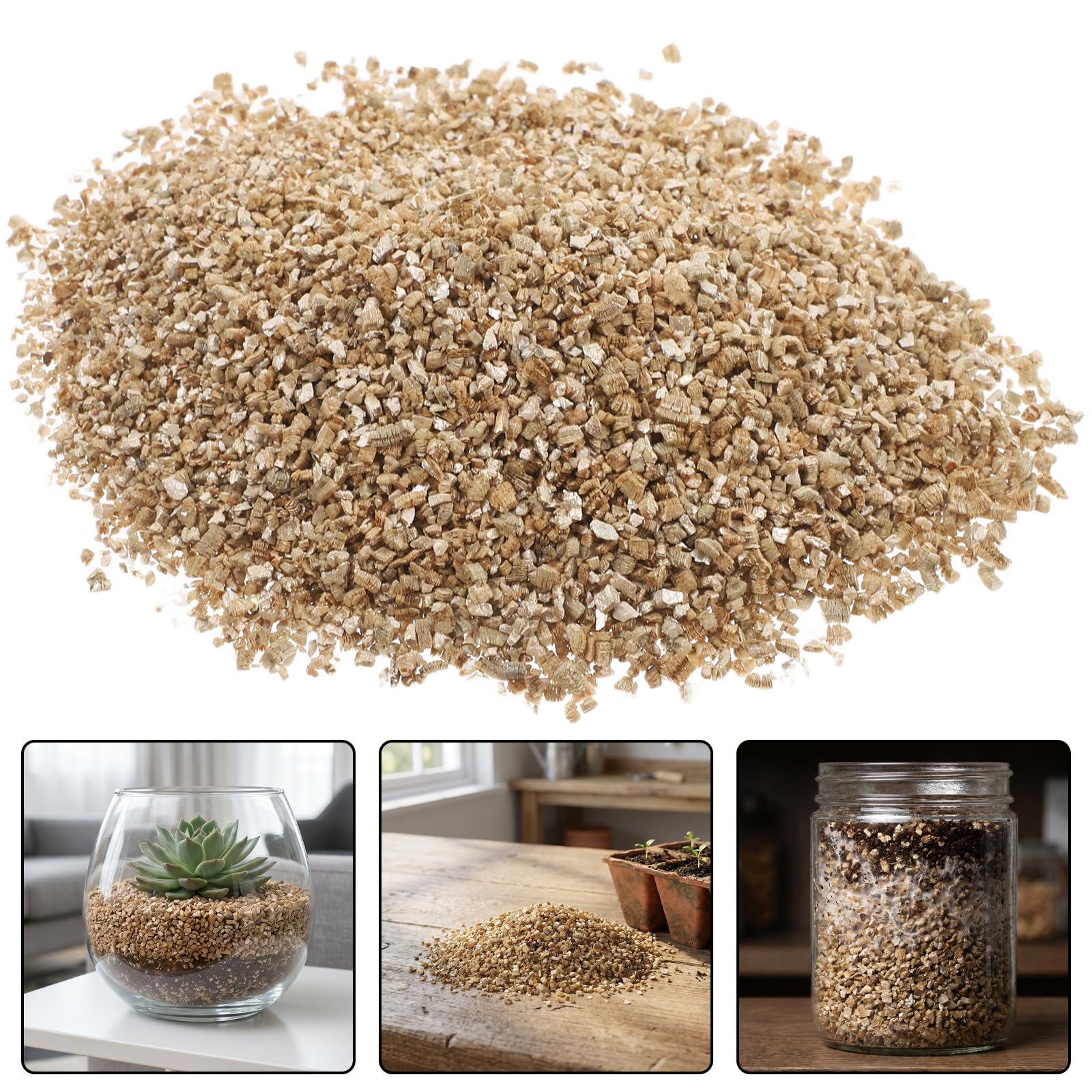 TOPBATHY Substrat de Vermiculite Expansé 800g Rétention D'humidité, Ph Neutre, pour Semis, Plateaux à Graines et Jardinage en Terrariums