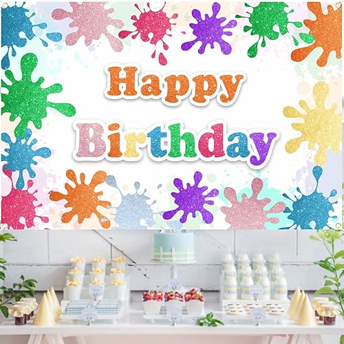 Miniatura 7 de Splash Paint - Cartel de fotografía de feliz cumpleaños, fiesta de cumpleaños, fiesta de baby shower, o fiesta de slime, fondo de cabina de fotos,