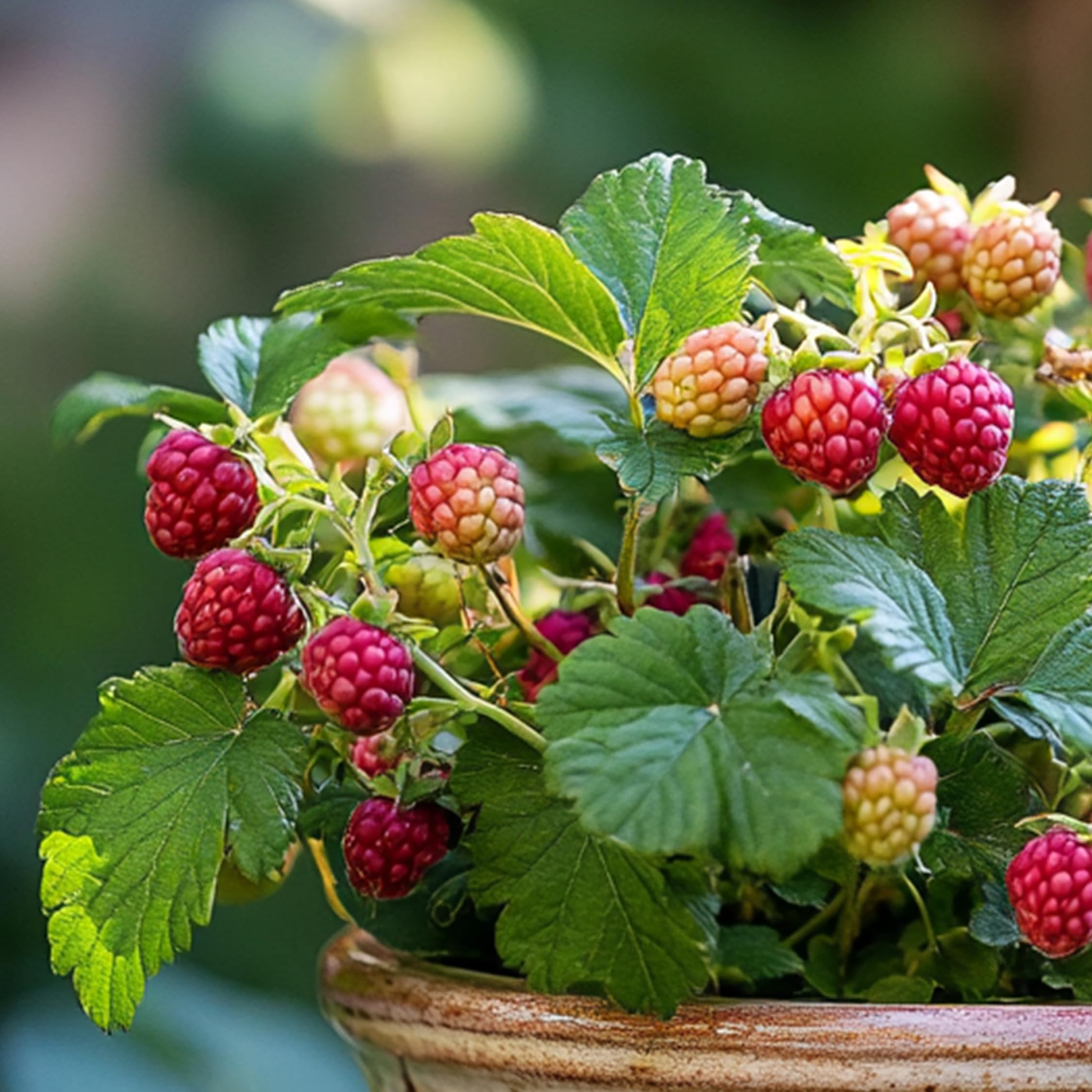Plant in a Box - Rubus 'Baie de Tay' - Set de 3 - Croisement entre la mûre et la framboise - Fruits rouge foncé - Plante de jardin à feuilles caduques - Pot 9cm - Hauteur 25-40cm