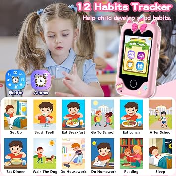 Kids Phone Toys for Girls, 3 4 5 6 7 8 Year Old Boys Girls Christmas Birthday Gifts for Kids, 2.8 Touchscreen Smartphone Toddler Cell Phone, Children Play Toy Phone with Camera, Game, Music, 8GB Card
