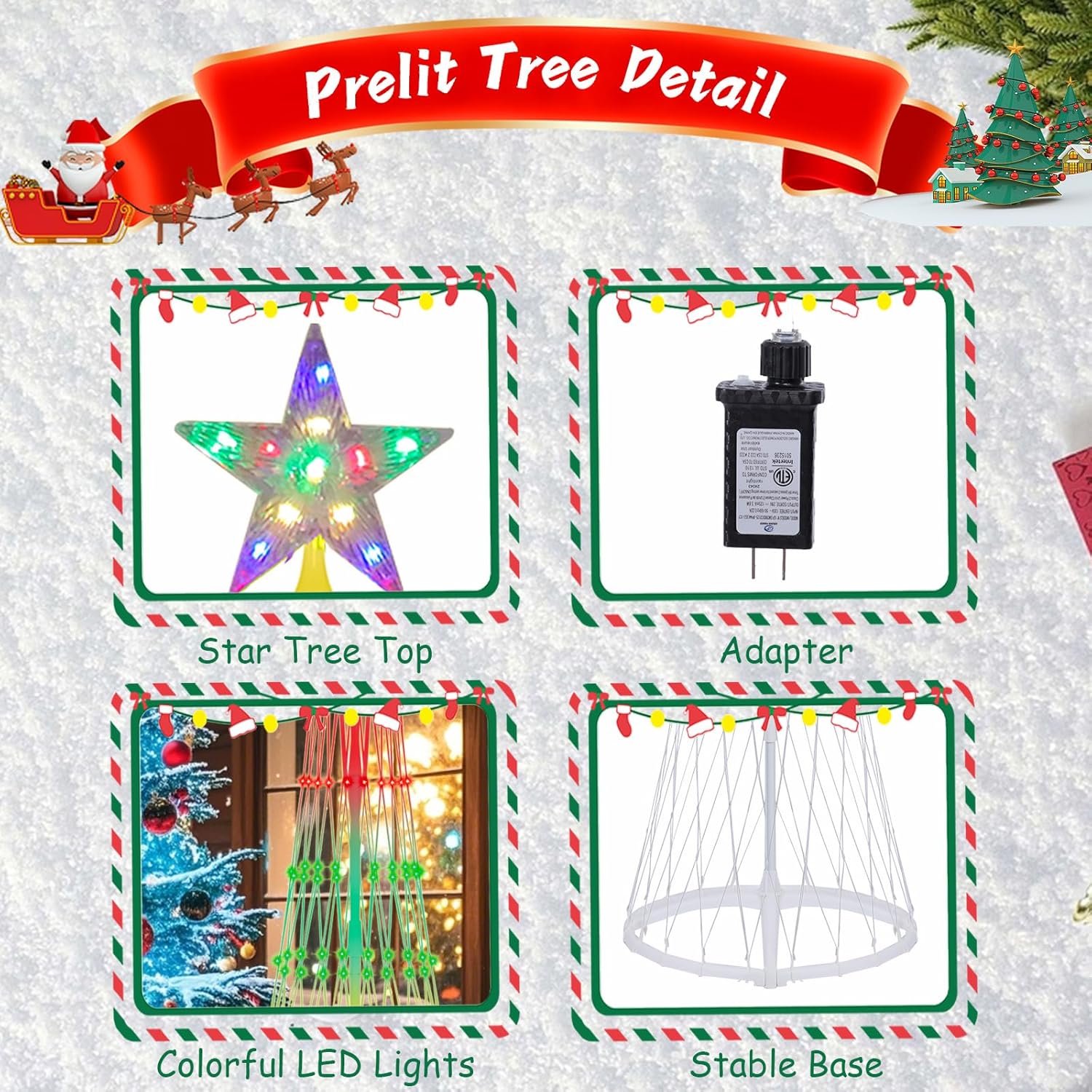 6FT Christmas Tree Prelit Artificial LED Music Sync, APP Control Large Christmas Lights Folding Christmas Light Show Tree Retractable Outdoor Office Decorations