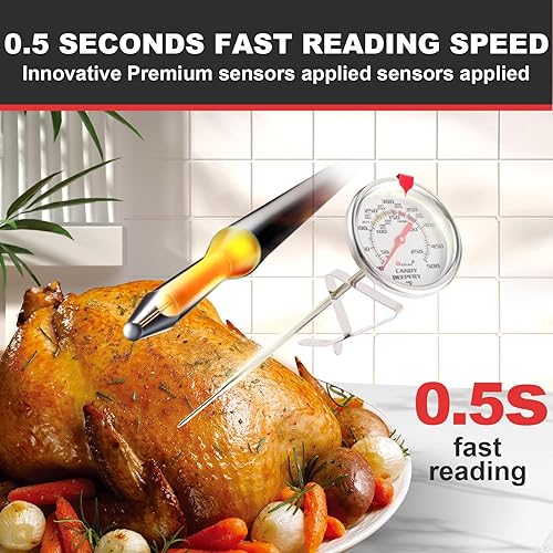 Miniatura 6 de Termómetro de caramelo mejorado impermeable  Termómetro de aceite para freír con clips  Termómetro de esfera arcoíris lateral de 5 pulgadas para